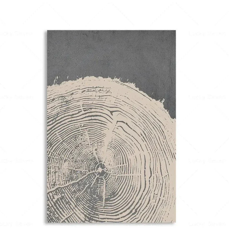 Botanical Growth Pattern Wall Art Canvas for Living Room, Bedroom & Office Décor | Natural Wood Grain Inspired Print