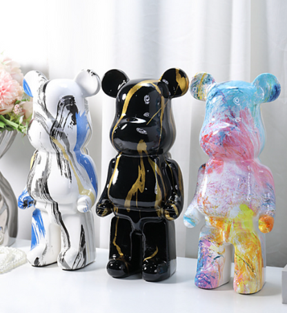 Graffiti Bear Sculpture – 10.6 Inch High Quality Resin Artistic Home Decor Figurine for Office and Living Room