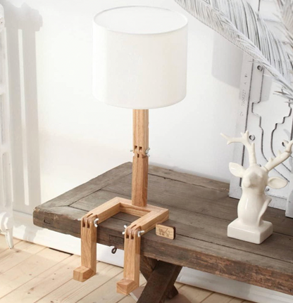 Scandinavian Wood Reading Lamp with Shelf | Adjustable Table Light for Bedroom & Living Room