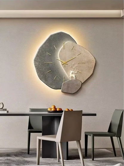 Silent LED Backlit Wood Clock for Bedroom Living Room Home Office Ambient Decorative Timepiece Warm Glow Modern Scandinavian Wall Art