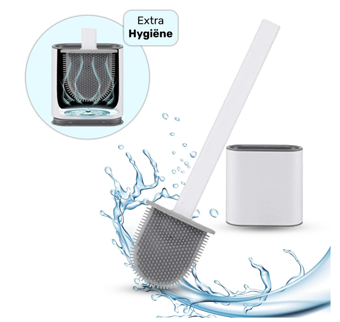 Bathroom Toilet Brush with Holder Silicone Bristles Antibacterial Floor Standing Wall Mount Non-Slip for Toilet Bowl