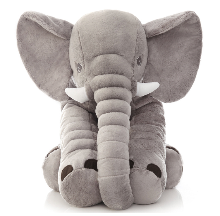 Plush Elephant Nursery Pillow Gray Blue Pink Purple Yellow Toddler Cushion Baby Room Decor Soft Cotton Support Nap Time Play