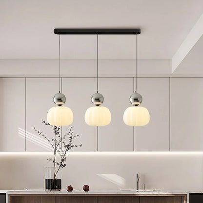 Spherical Hanging Light Fixture 6.3 Inch Beige PMMA Shade for Kitchen Island Dining Room Overhead Accent Modern Globe Ceiling Lamp Metal Fra
