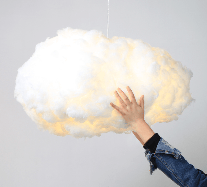 Cotton Cloud Hanging Pendant Light for Bedroom & Nursery | Soft White Glow Ceiling Fixture | Modern Fluffy Kids Room Decor | Winter Sky