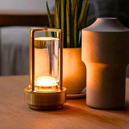 Rechargeable Diamond-Cut Accent Lamp with Touch Dimming & 8-Hour Battery for Bedroom Nightstand, Living Room Side Table