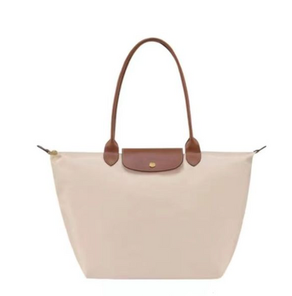 Water-Resistant Nylon Tote Bag with Leather Accents – Spacious Everyday Carry Purse for Work Travel Shopping