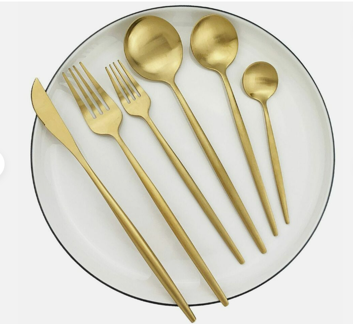 Titanium-Coated Stainless Steel Flatware Set – 18/10 Premium Dinnerware Service for Everyday Dining & Special Occasions
