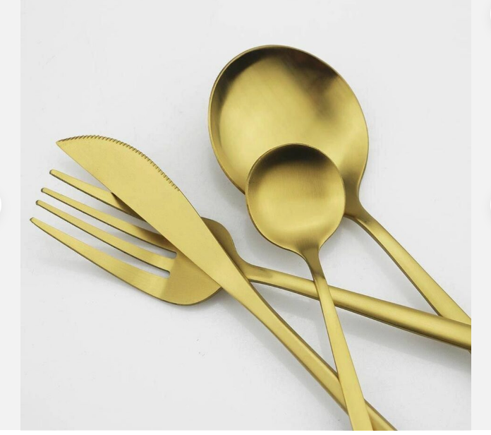 Titanium-Coated Stainless Steel Flatware Set – 18/10 Premium Dinnerware Service for Everyday Dining & Special Occasions