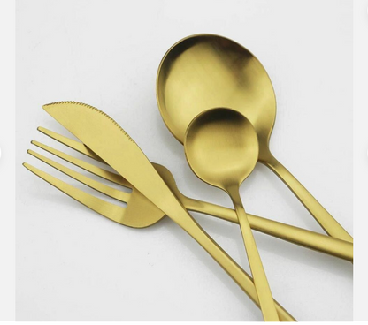 Titanium-Coated Stainless Steel Flatware Set – 18/10 Premium Dinnerware Service for Everyday Dining & Special Occasions