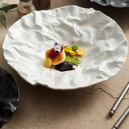 Ocean Wave Serving Bowl Ceramic Porcelain Handcrafted Dinnerware for Kitchen Dining Room Coastal Table Decor Salad Soup