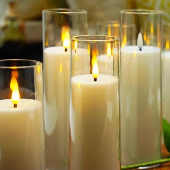 Battery-Operated LED Pillar Candles with Remote Control and Timer - 9-Piece Decorative Light Set for Living Room, Bedroom, and Dining Table
