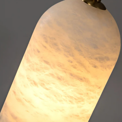 Natural Stone Hanging Light Fixture with Copper Accents for Kitchen Island, Dining Room & Entryway | Modern Hardwired Ceiling Light
