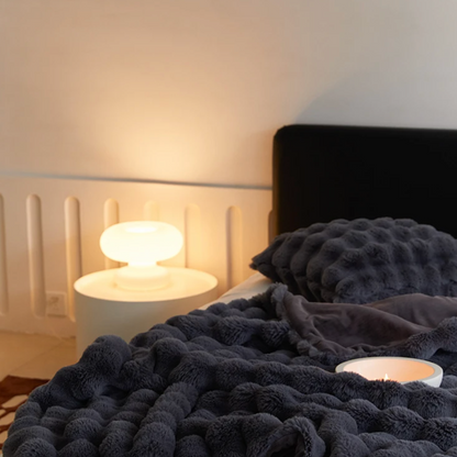 Plush Synthetic Fur Throw Blanket in Neutral Tones for Sofa, Bed, Living Room, and Bedroom