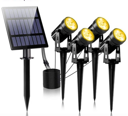 Outdoor Garden Spotlights Solar Powered 5-Pack with Ground Stakes for Pathway Landscape Yard Lighting Waterproof IP65 LED Dusk-to-Dawn Senso