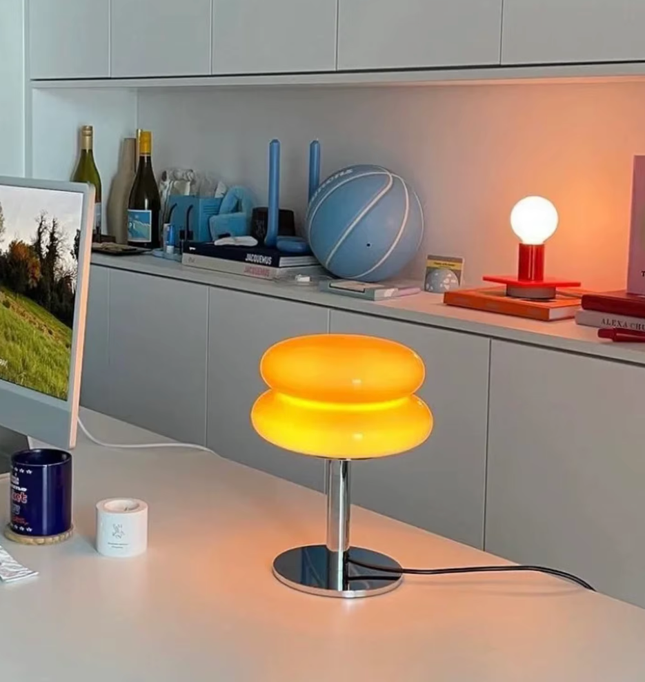 USB Powered Touch Control Desk Lamp with 3 Light Modes Glass Shade 11 inch Height for Nightstand Office Workspace Soft Glow Accent Lighting