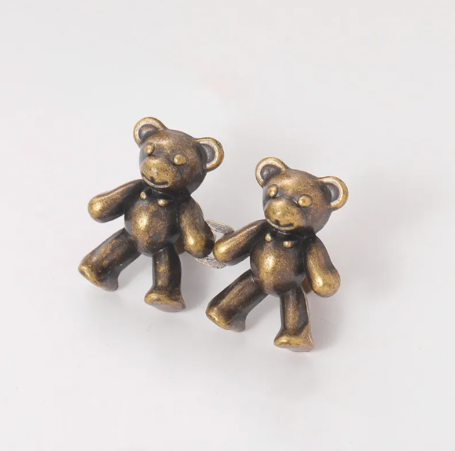 Adjustable Waist Clip Pin with Bear Design for Jeans Dresses Pants Quick Cinch No-Sew Removable Clothing Fastener Alloy