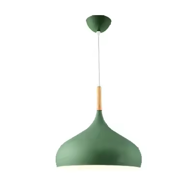 E27 Dome Pendant Fixture with Wood Trim – Adjustable Height Hanging Light for Kitchen Island, Dining Table, Bedroom – Minimalist Nordic-Insp