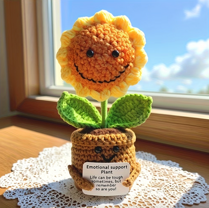 SunHug™ - Handmade Crochet Sunflower Emotional Support Plant