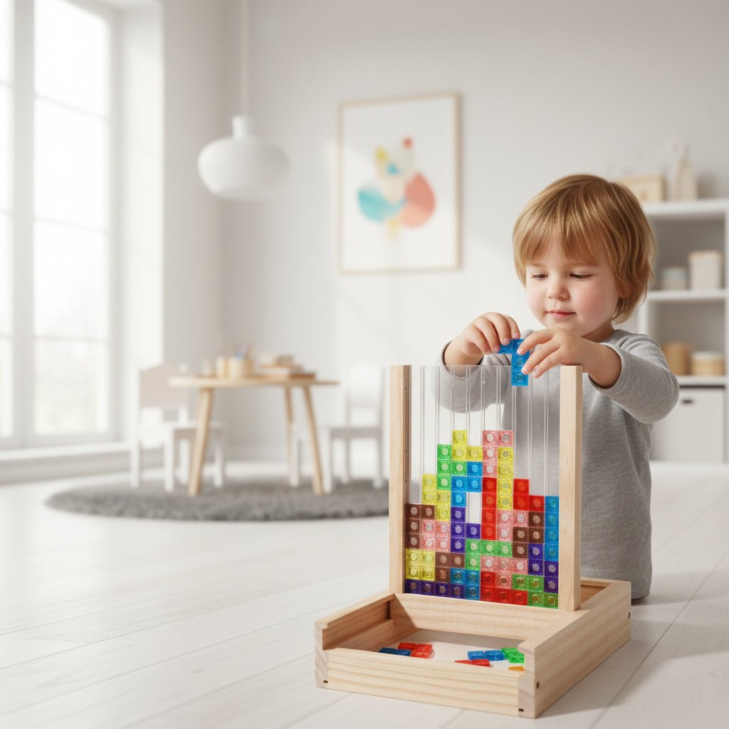 Interlocking Shape Sorter Board Set with Storage Tray for Kids & Adults – Brain Teaser Game for Home & Classroom
