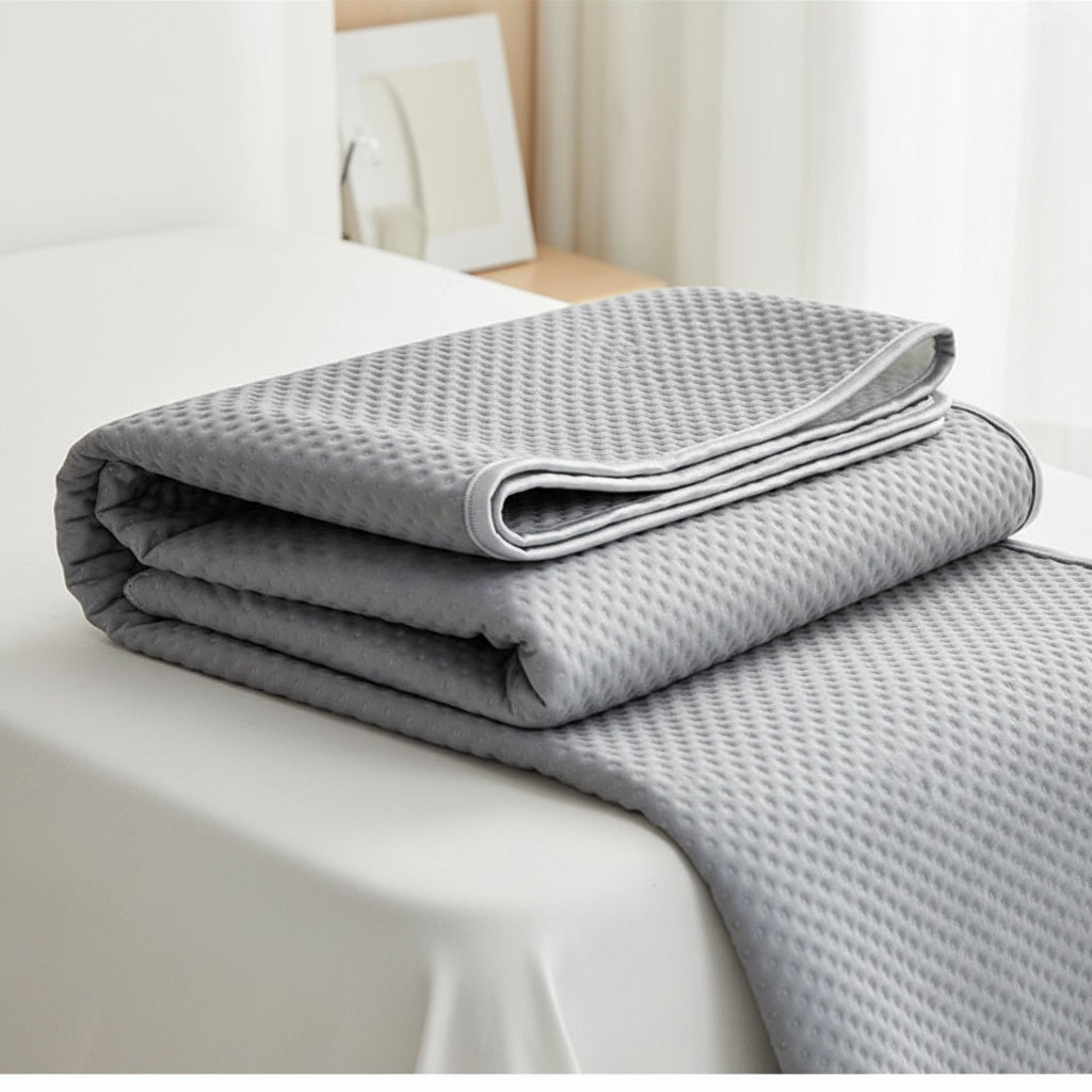 Foldable Cooling Sleep Mat for Summer – Breathable Waffle Texture Bed Pad with Soft Touch Surface – Portable Bedding Topper for Hot Weather