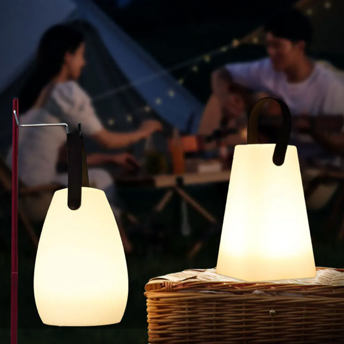 Rechargeable LED Outdoor Lantern with Remote Control, 8 Color Modes & Dimmable Light for Patio, Garden, Deck
