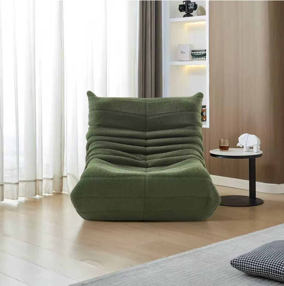 Memory Foam Floor Chair with Backrest Support 34 in Wide Velvet Cushion Seat for Reading Gaming Bedroom Living Room Green