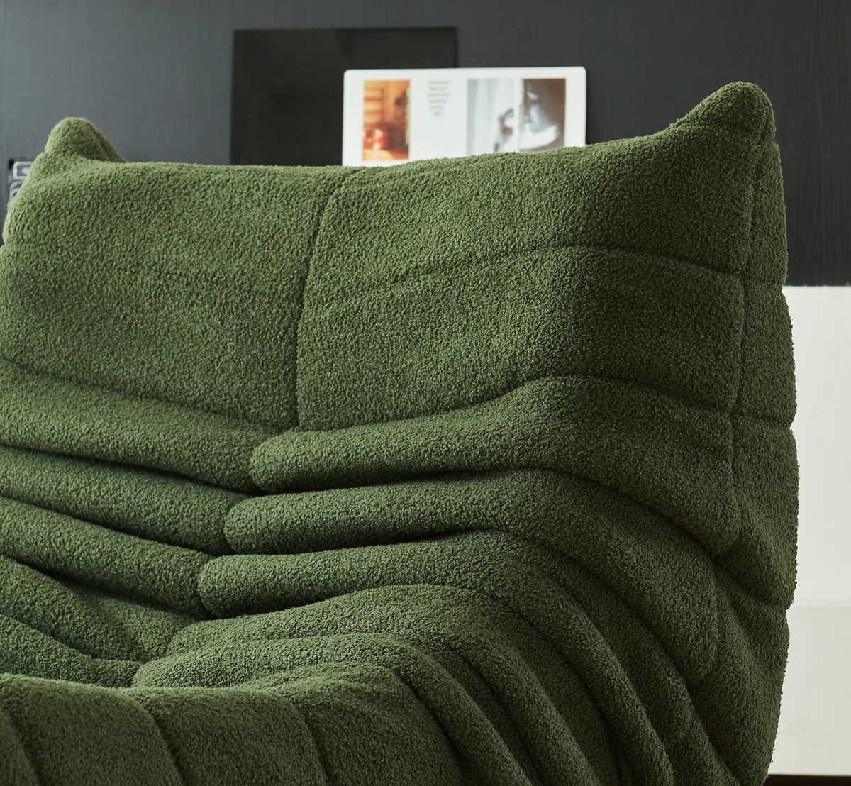 Memory Foam Floor Chair with Backrest Support 34 in Wide Velvet Cushion Seat for Reading Gaming Bedroom Living Room Green