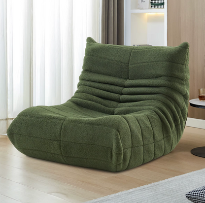 Memory Foam Floor Chair with Backrest Support 34 in Wide Velvet Cushion Seat for Reading Gaming Bedroom Living Room Green