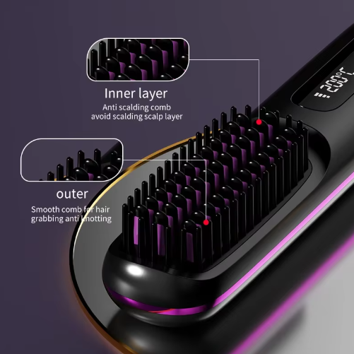 Heated Styling Brush for Short Hair & Bangs – One-Step Drying & Volumizing Tool for Quick Morning Styling