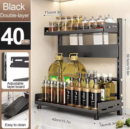 Sable Spice Rack Organizer - Compact Two-Tier Design for Kitchen Storage