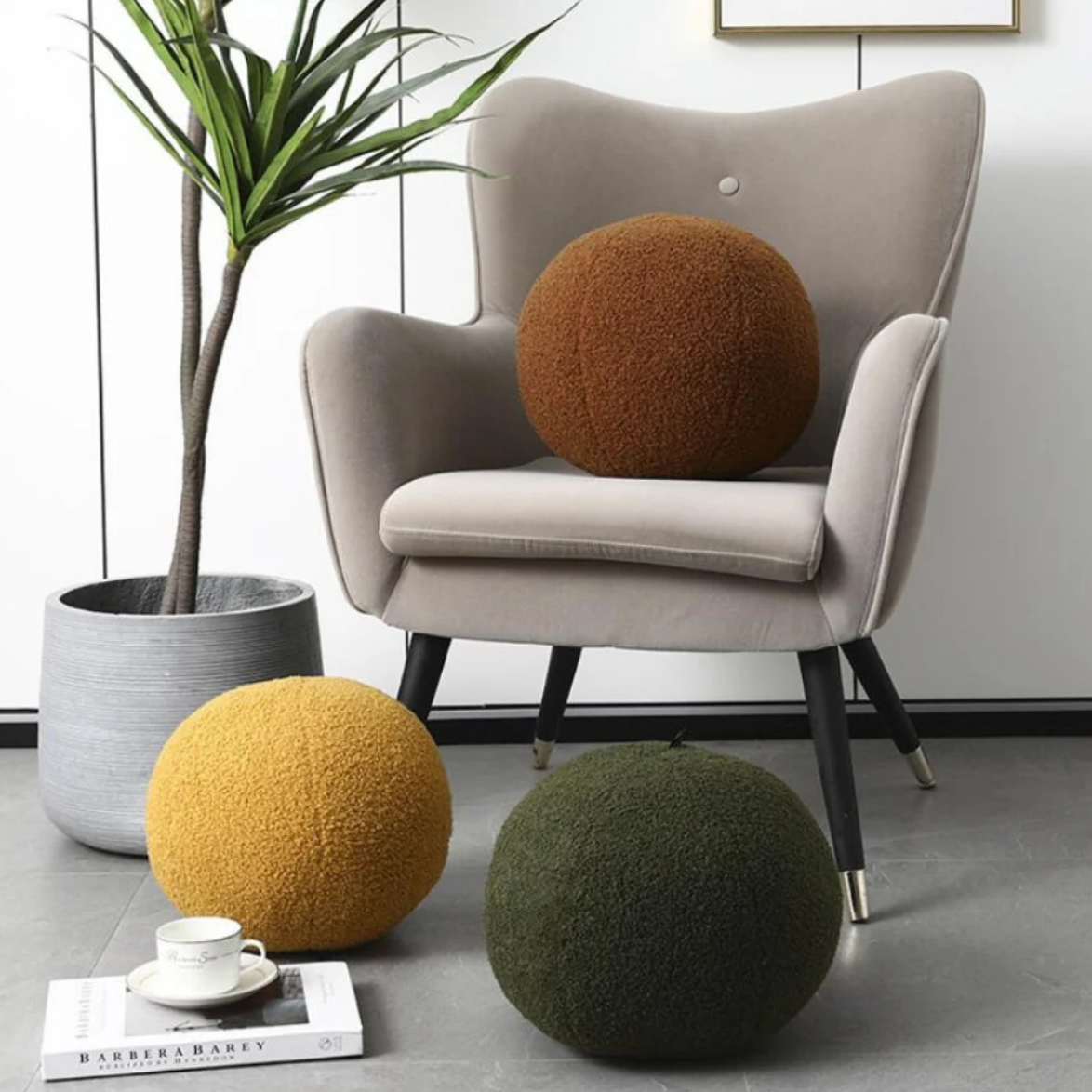 Polo Ball Cushion - Boucle Fabric, Playful Design