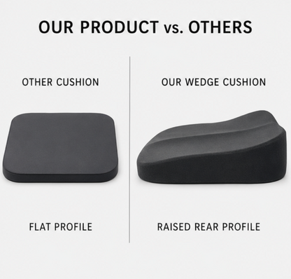 Wedge Car Seat Cushion with Memory Foam for Better Driving Visibility and Posture Support