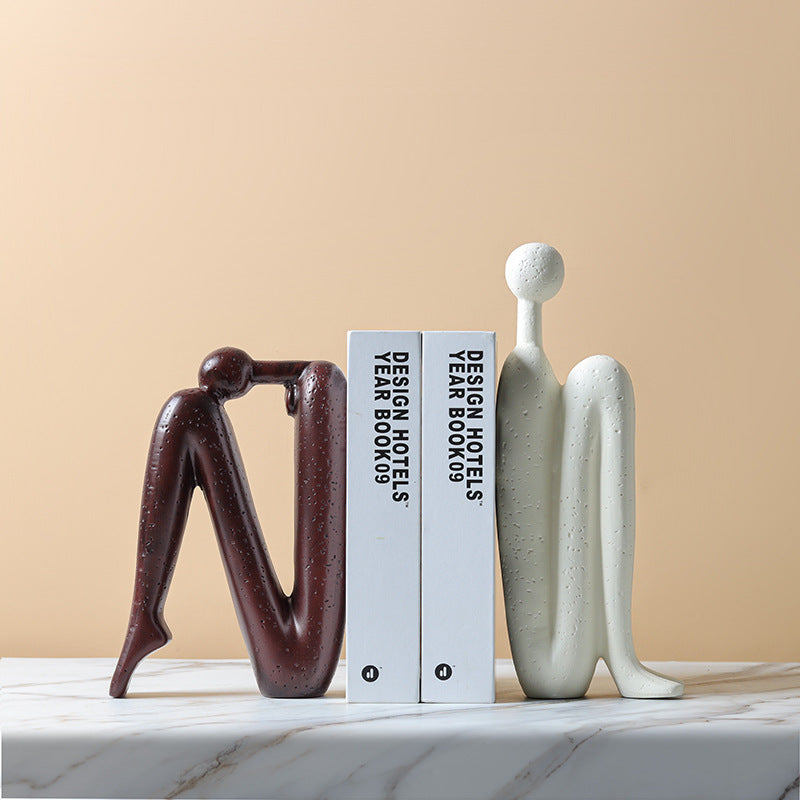 Sculptura Modern Bookends - White Porcelain, Decorative Sculptural Design