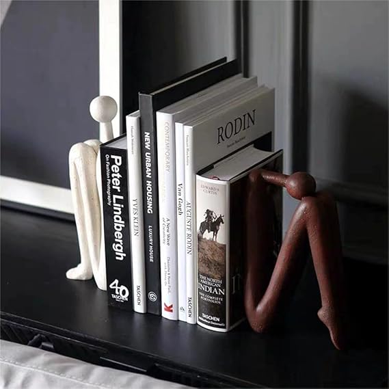 Sculptura Modern Bookends - White Porcelain, Decorative Sculptural Design