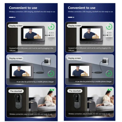Smart Video Door Viewer with Two-Way Audio & Night Vision – 4.3" Screen, Rechargeable Battery, Weatherproof Design for Front Door Security
