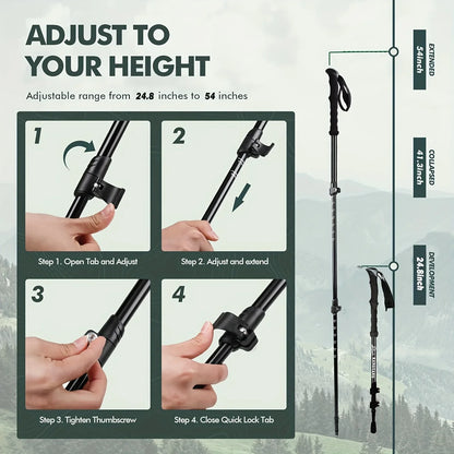 Lightweight Carbon Fiber Trekking Poles with Quick-Lock System | Adjustable Hiking Sticks for Comfort and Stability