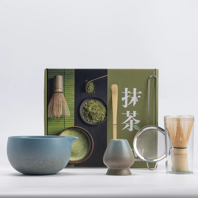 Ceramic Matcha Set | 5-Piece Matcha Tea Set with Bamboo Whisk & Bowl | Perfect for Authentic Tea Preparation