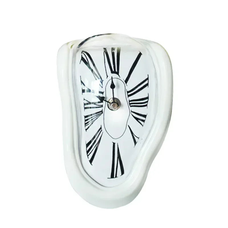 Flowing Timepiece Aluminum Quartz Roman Numeral Display 7 x 5 x 6 Inches Silver Statement Clock for Desktop Mantel Shelf Surrealist Home Off