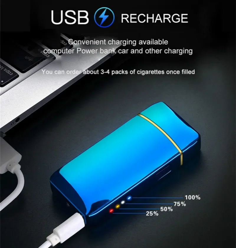 Electric Arc Lighter Rechargeable Windproof Dual Beam Touch Activated USB Powered Flameless Igniter for Candles Incense Camping Outdoor Kitc