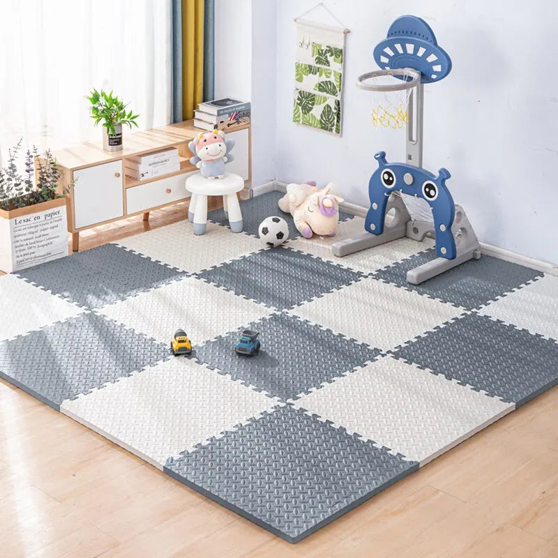 Interlocking Foam Floor Tiles for Nursery and Playroom – Soft Cushioned Mat for Babies and Toddlers – Waterproof EVA Puzzle Mats Pink White