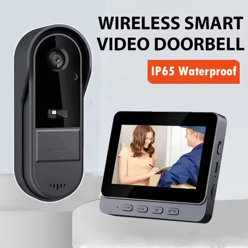 Smart Video Door Viewer with Two-Way Audio & Night Vision – 4.3" Screen, Rechargeable Battery, Weatherproof Design for Front Door Security