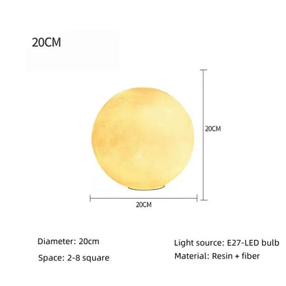 Standing Lamp with 16 in Moon Sphere Adjustable Glow White Acrylic LED for Bedroom Living Room Den Office Space Warm Ambient Lighting