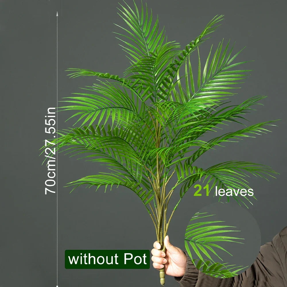 Faux Palm Tree Plastic Indoor Outdoor Decor 35 Inch Green Floor Plant Home Office Patio Living Room Balcony Entryway