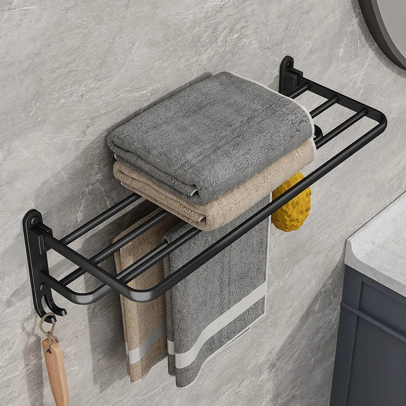Talon Towel Rack - Collapsible Steel, Matte Black Towel Storage