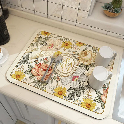 Microfiber Kitchen Mat Non-Slip Water Absorbent Runner for Sink Floor Stove Area Home 20x24 Inch Fast Dry Washable