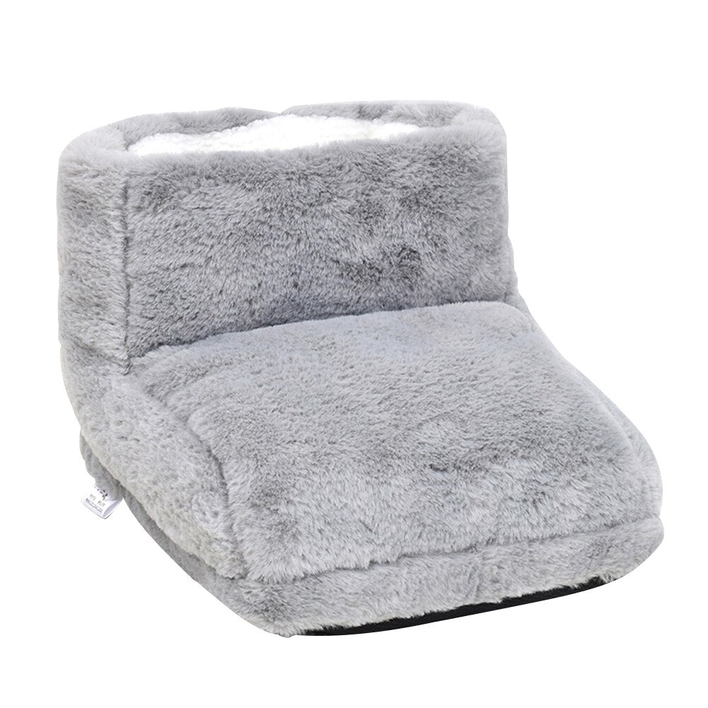Rechargeable Electric Heated Foot Warmer Slippers with 3 Heat Settings USB Powered Plush Fleece Winter Warming Boots for Cold Feet Home