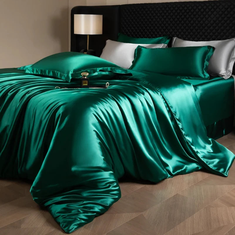 Bed Sheets Set with Duvet Cover and Pillowcases, Silky Sheets Bedding Set, Soft Breathable Fitted Sheet or Flat Sheet