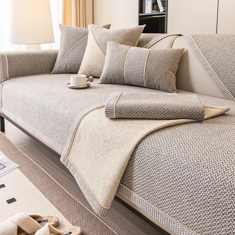 Quilted Furniture Protector 28 x 59 in Non-Slip Cotton Blend Couch Cover for Sofa Seats Armrests Backrests Pet-Friendly Sectional Loveseat S