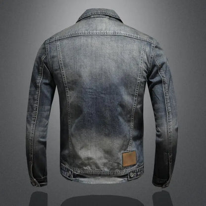 Classic Denim Jacket Vintage Style Gray Button-Front Outerwear Comfortable Everyday Casual Wear Retro Look Fall Spring Coat for Women & Men