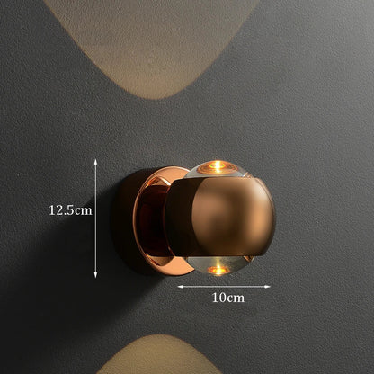 Contemporary Copper LED Wall Sconce Up Down Light for Entryway Hallway Bedroom Bathroom Gold Black Chrome